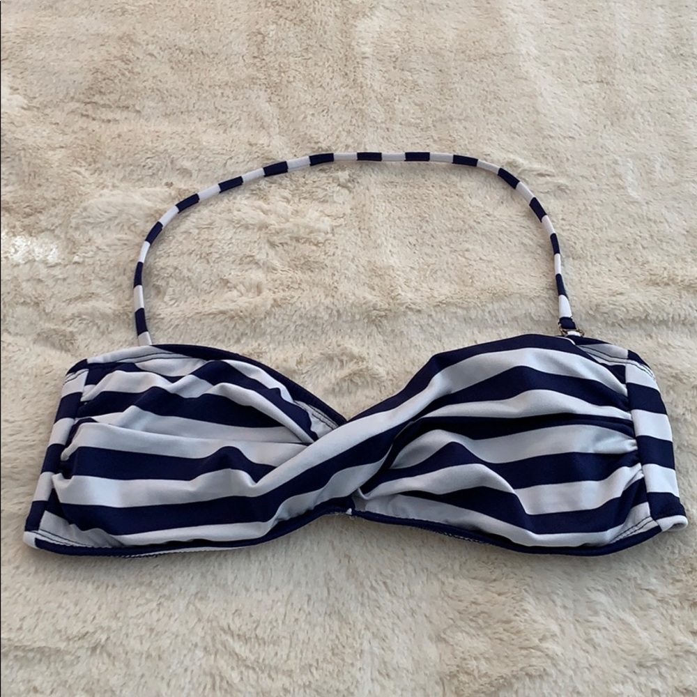 Mossimo Navy and White Striped Bikini Top